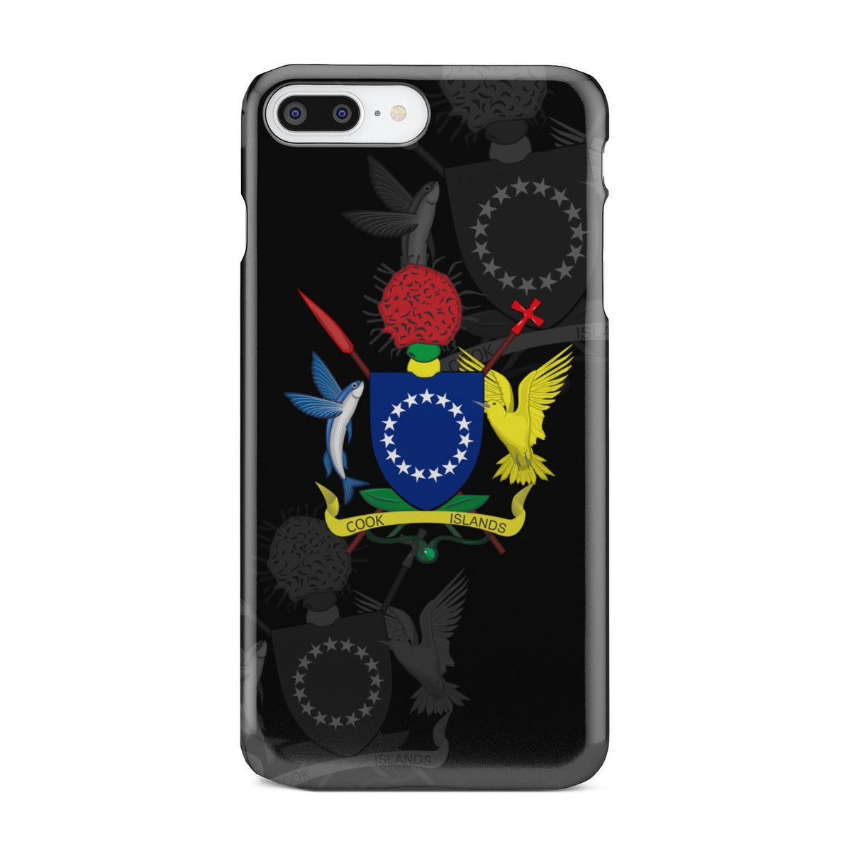 Cook Islands Phone Case - Coat Of Arms iPhone 8 Plus Black One Style - Polynesian Pride
