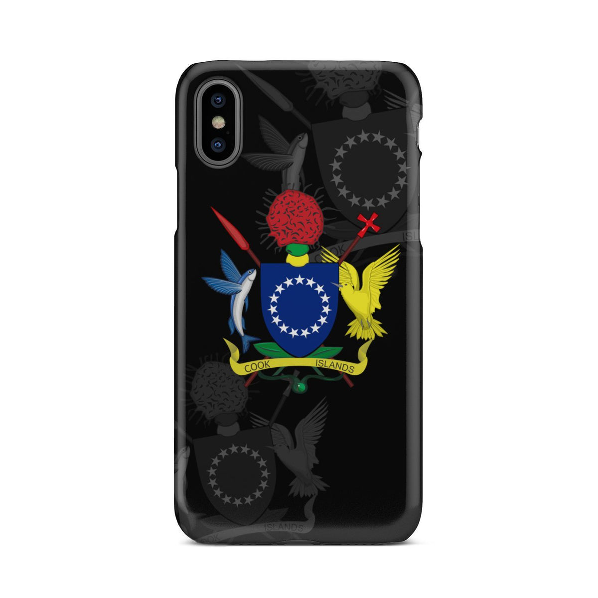 Cook Islands Phone Case - Coat Of Arms iPhone Xs Black One Style - Polynesian Pride