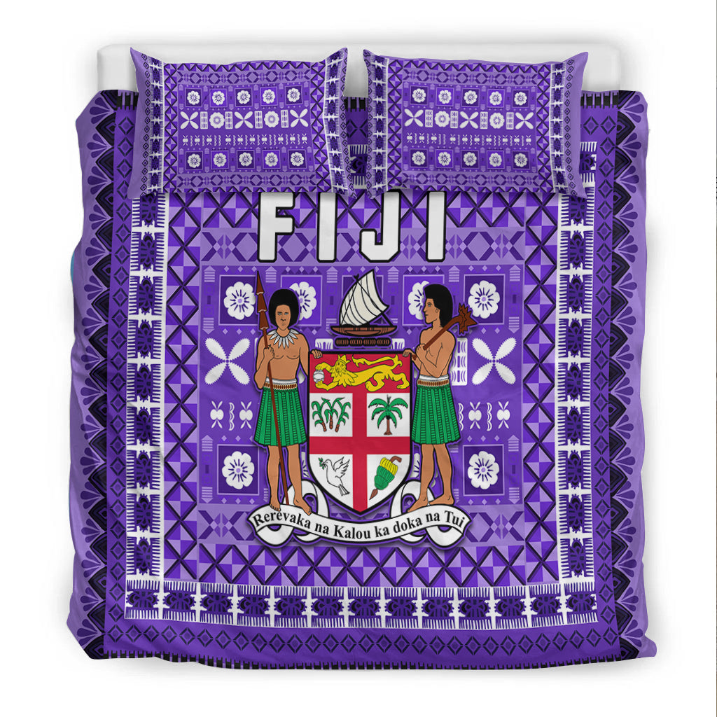 Fiji Bedding Set Pattern - Fijian Tapa Pattern Purple LT13 - Polynesian Pride