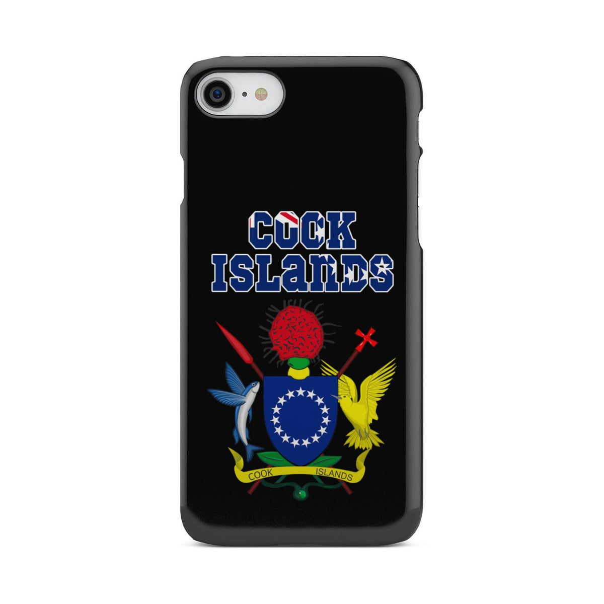 Cook Islands Phone Case - Coat of Arm Name iPhone 8 One Size Black - Polynesian Pride