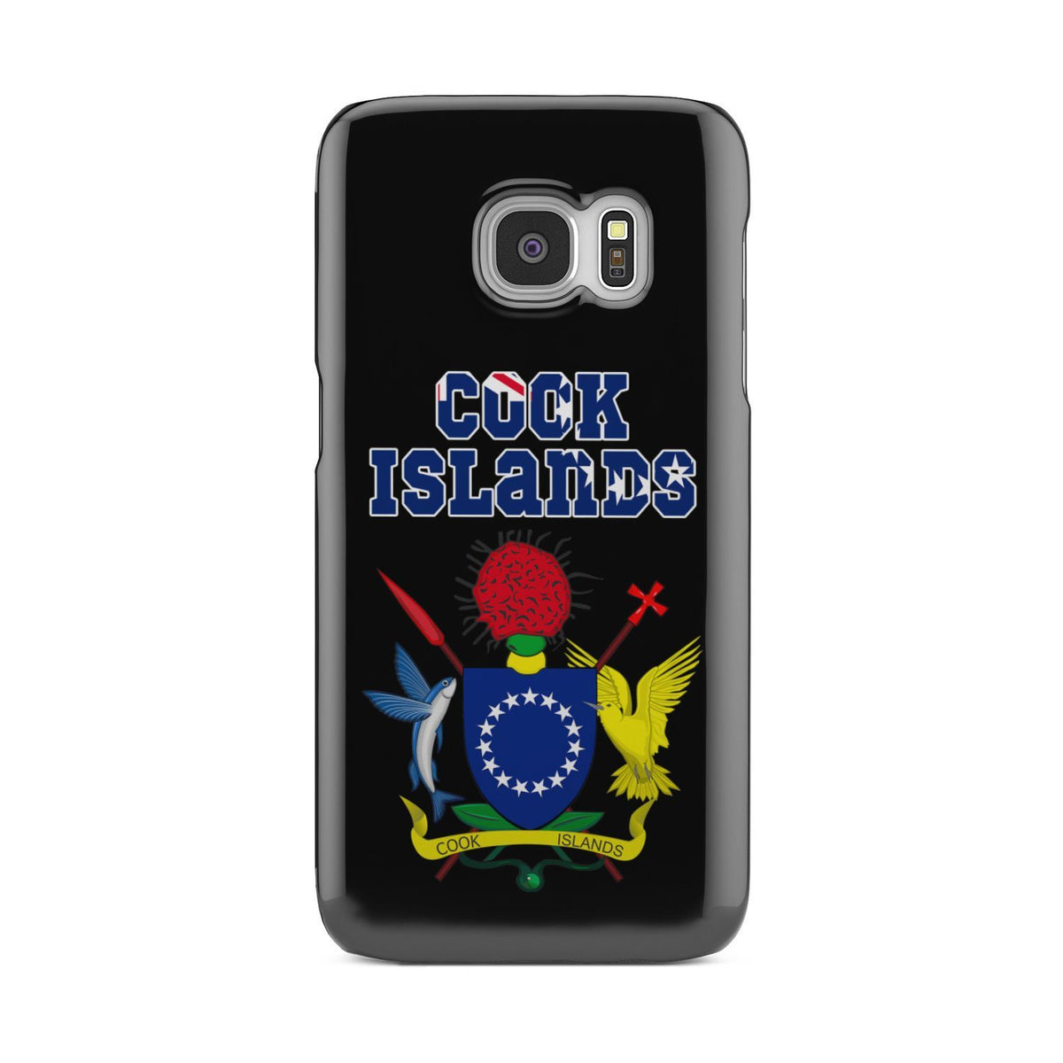 Cook Islands Phone Case - Coat of Arm Name Samsung Galaxy S6 One Size Black - Polynesian Pride