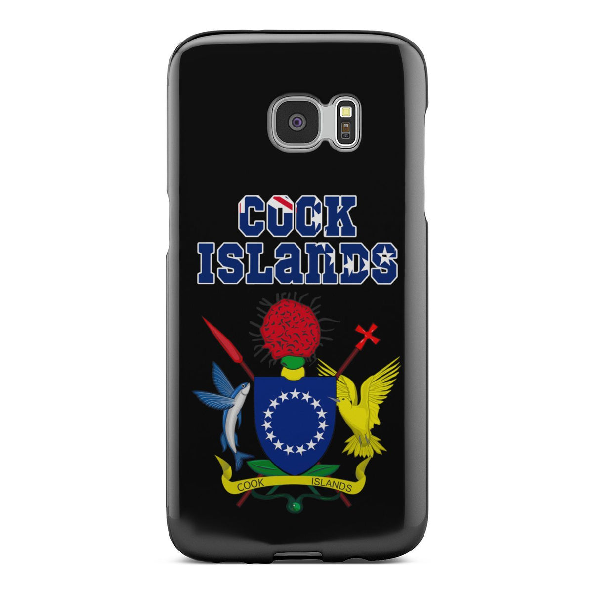 Cook Islands Phone Case - Coat of Arm Name Samsung Galaxy S6 Edge Plus One Size Black - Polynesian Pride