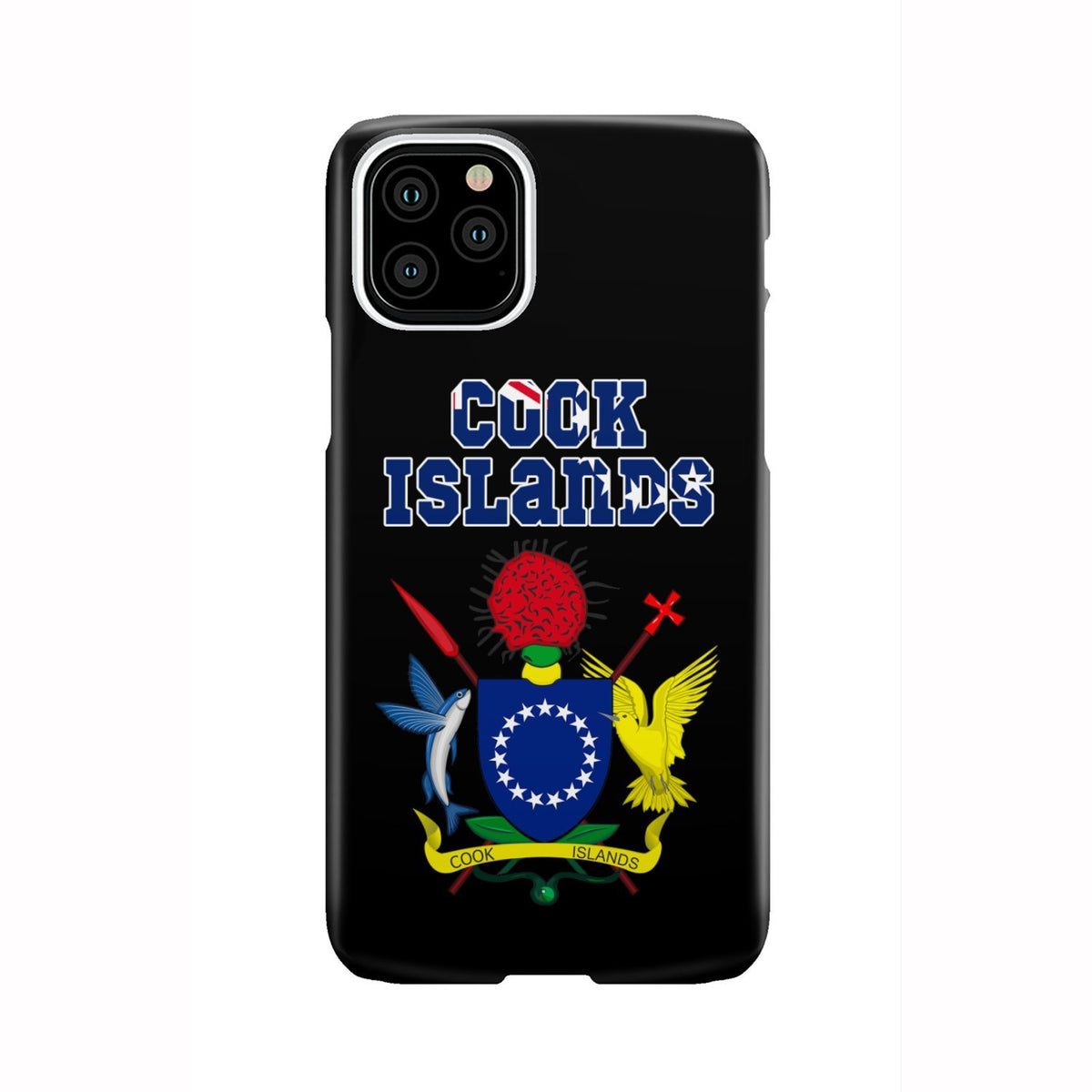 Cook Islands Phone Case - Coat of Arm Name iPhone 11 Pro One Size Black - Polynesian Pride
