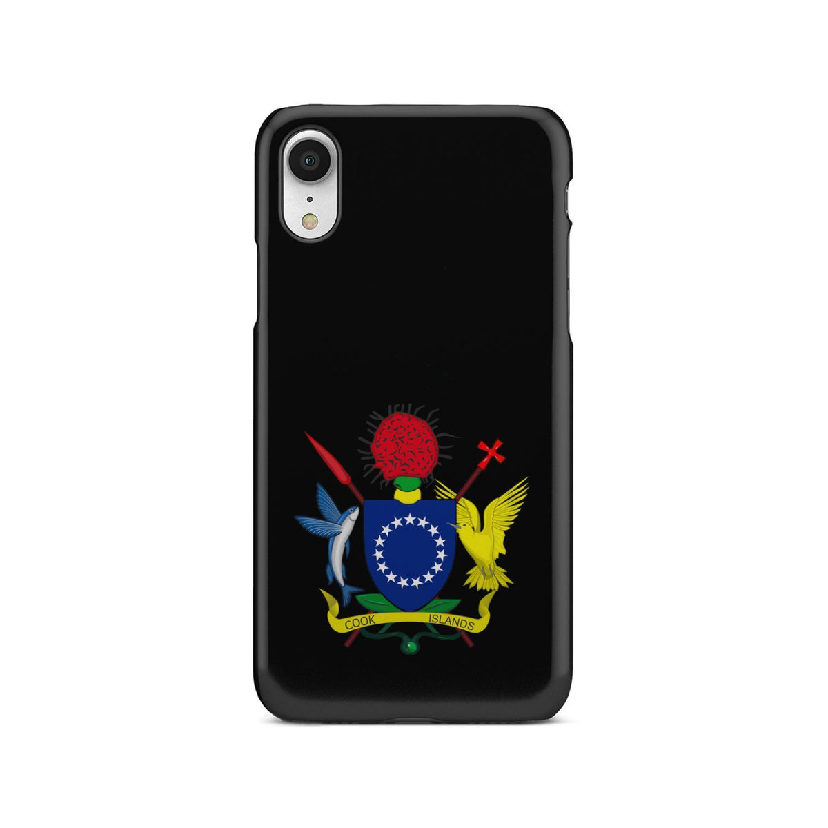 Cook Islands Phone Case - Coat of Arm Map iPhone Xr One Size Black - Polynesian Pride