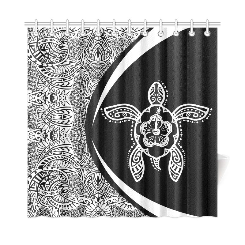 Hawaii Turtle Polynesian Shower Curtain-Circle Style White - Polynesian Pride