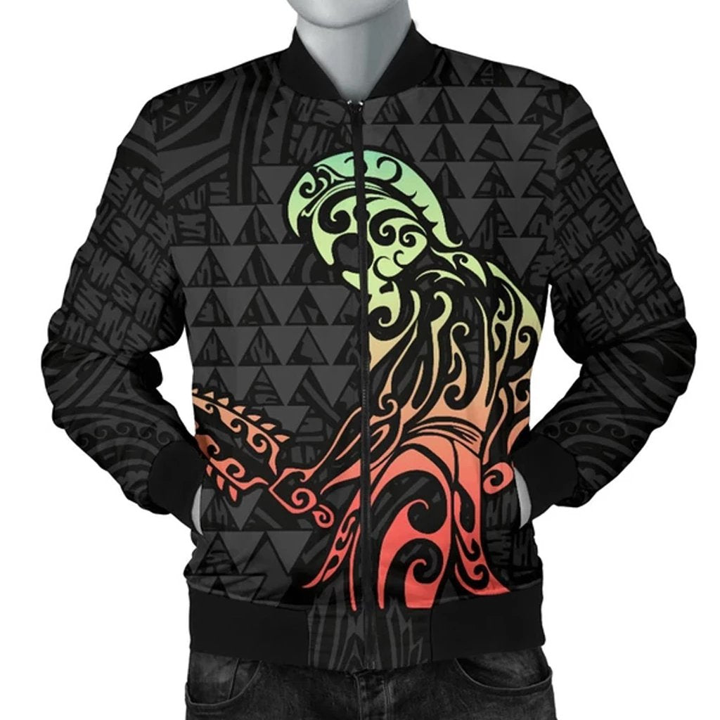 Warrior Helmet Men's Bomber Jacket Black - Polynesian Pride
