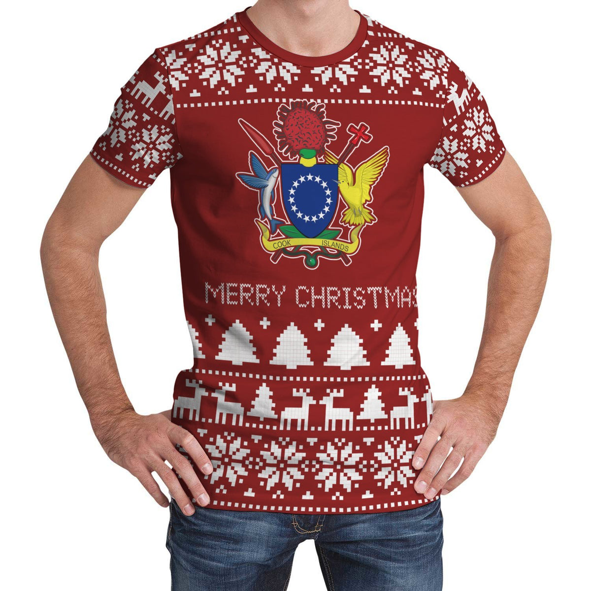 Cook Islands Christmas T Shirt (Womens/Mens) Unisex Red - Polynesian Pride