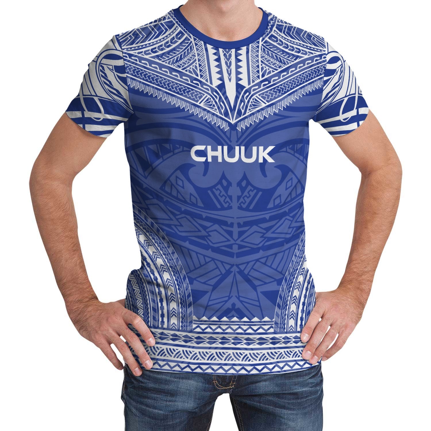 Chuuk T Shirt Chuuk Polynesian Chief Blue Version Unisex Blue - Polynesian Pride