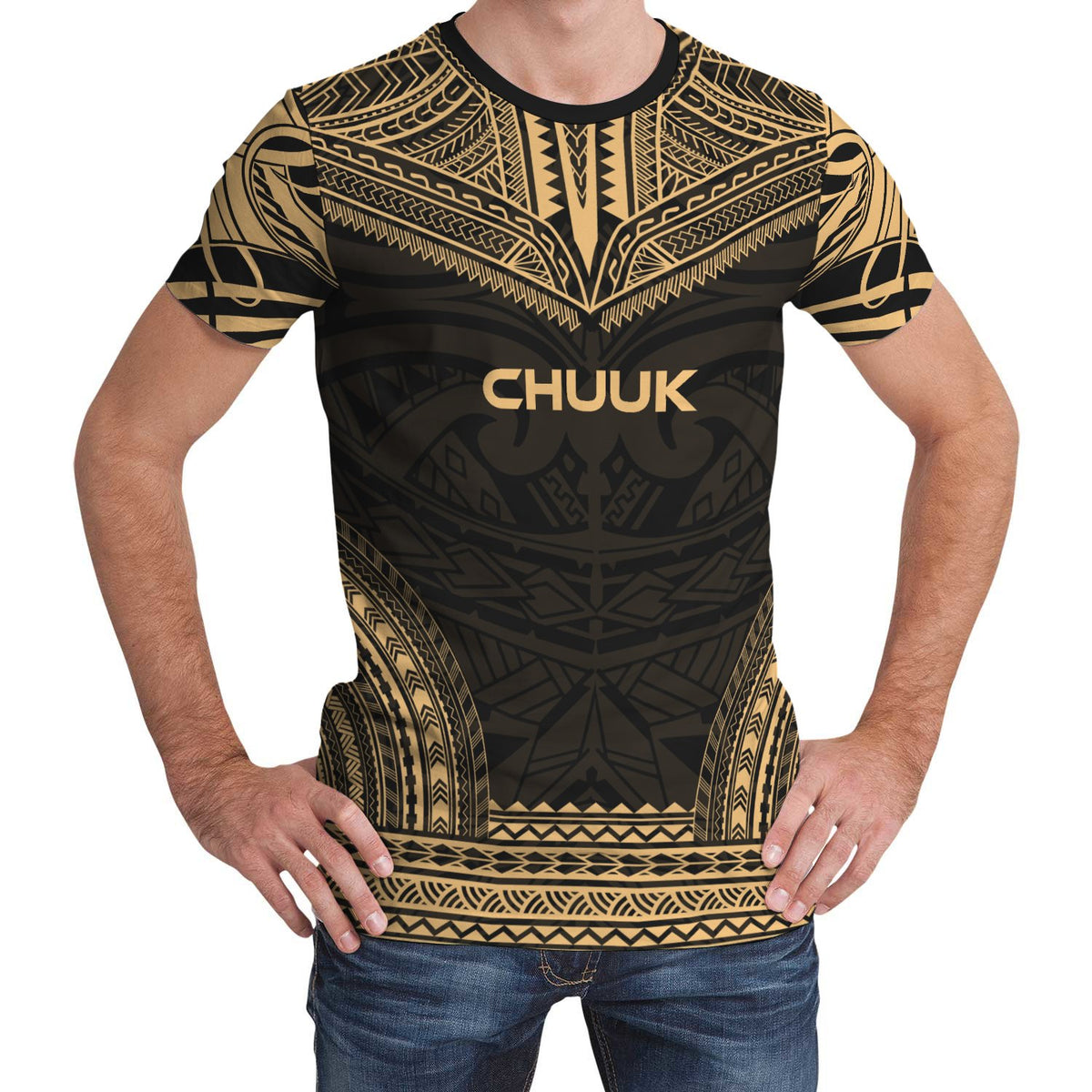 Chuuk T Shirt Chuuk Polynesian Chief Gold Version Unisex Gold - Polynesian Pride