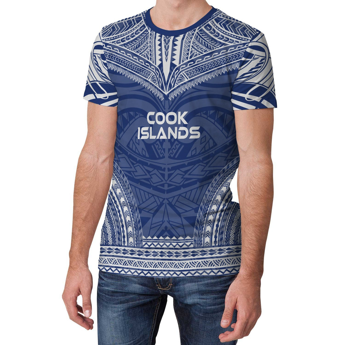 Cook Islands T Shirt Polynesian Polynesian Chief Blue Version - Polynesian Pride