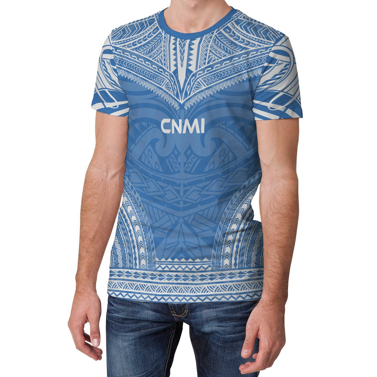 Northern Mariana Islands Unisex T Shirt C N M I Polynesian Chief Blue Version - Polynesian Pride
