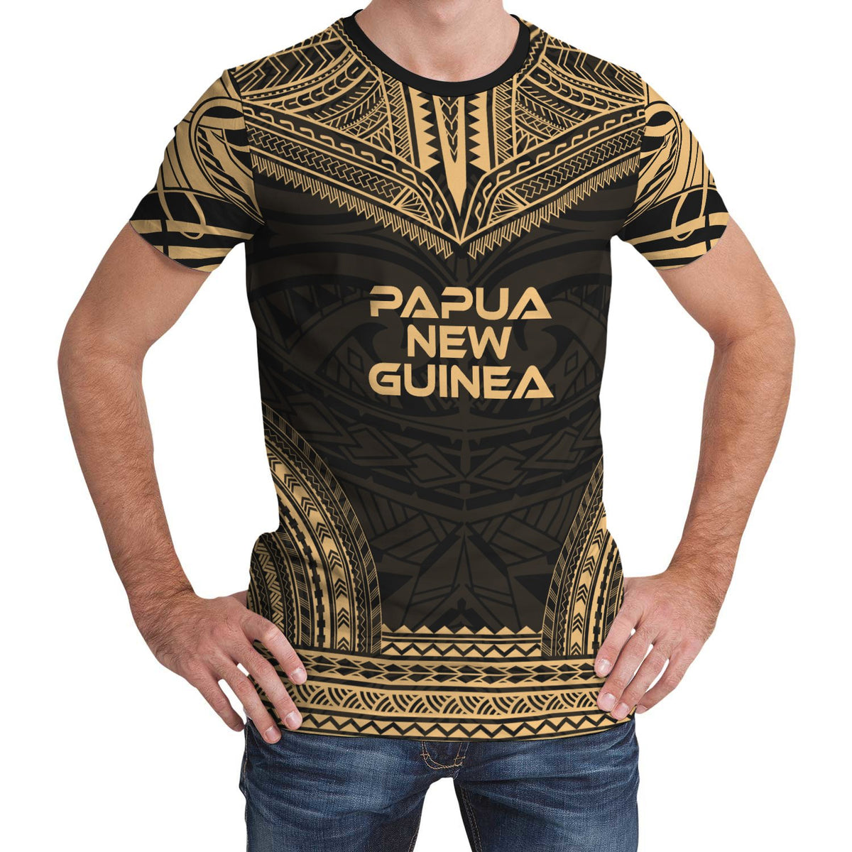 Papua New Guinea Unisex T Shirt Papua New Guinea Polynesian Chief Gold Version Unisex Gold - Polynesian Pride