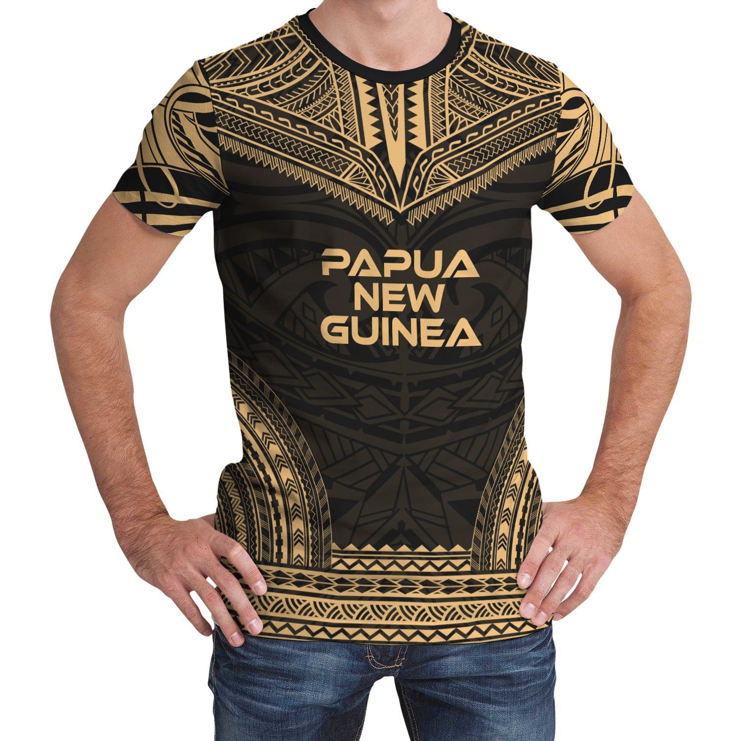 Papua New Guinea Unisex T Shirt Papua New Guinea Polynesian Chief Gold Version Unisex Gold - Polynesian Pride