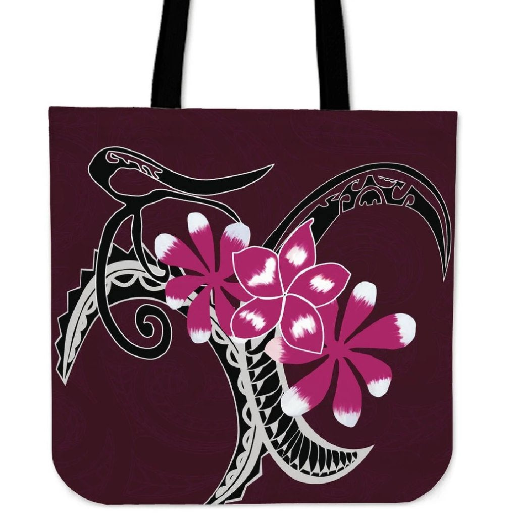 Plumeria Polynesia Pink Tote Bag Tote Bag One Size Red - Polynesian Pride