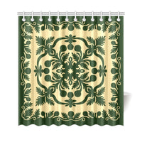 Hawaiian Shower Curtain Royal Pattern - Emerald Green - Polynesian Pride