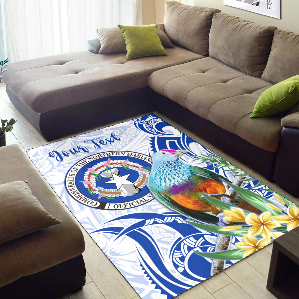 (Custom Personalised) Northern Mariana Islands Area Rug Mariana Fruit Dove Mix Frangipani Flowers White LT13 - Polynesian Pride