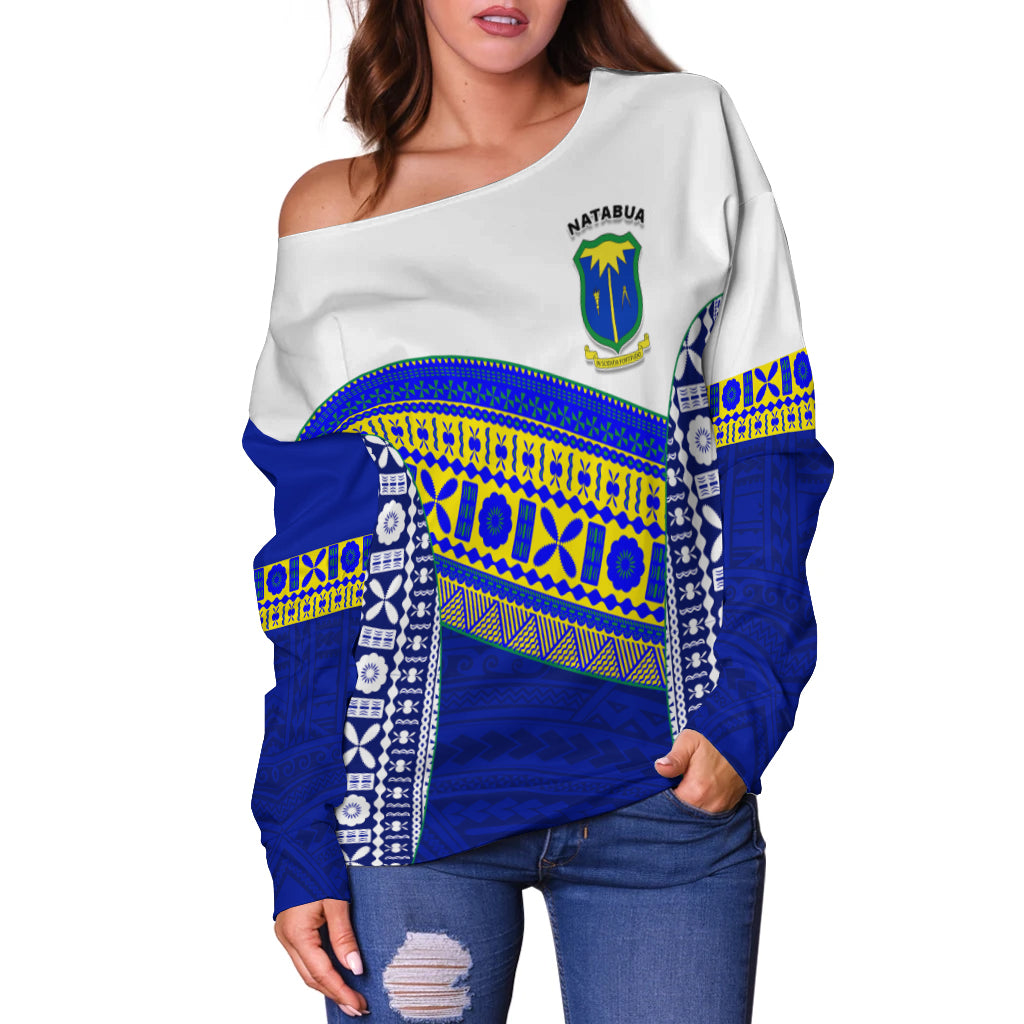 (Custom Personalised) Natabua High School Fiji Off Shoulder Sweater - NHS Polynesian LT13 - Polynesian Pride