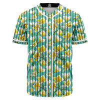 Tropical Plumeria Blue Baseball Jersey Black - Polynesian Pride