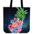 Pineapple Hibiscus Pattern Tote Bag Tote Bag One Size Black - Polynesian Pride