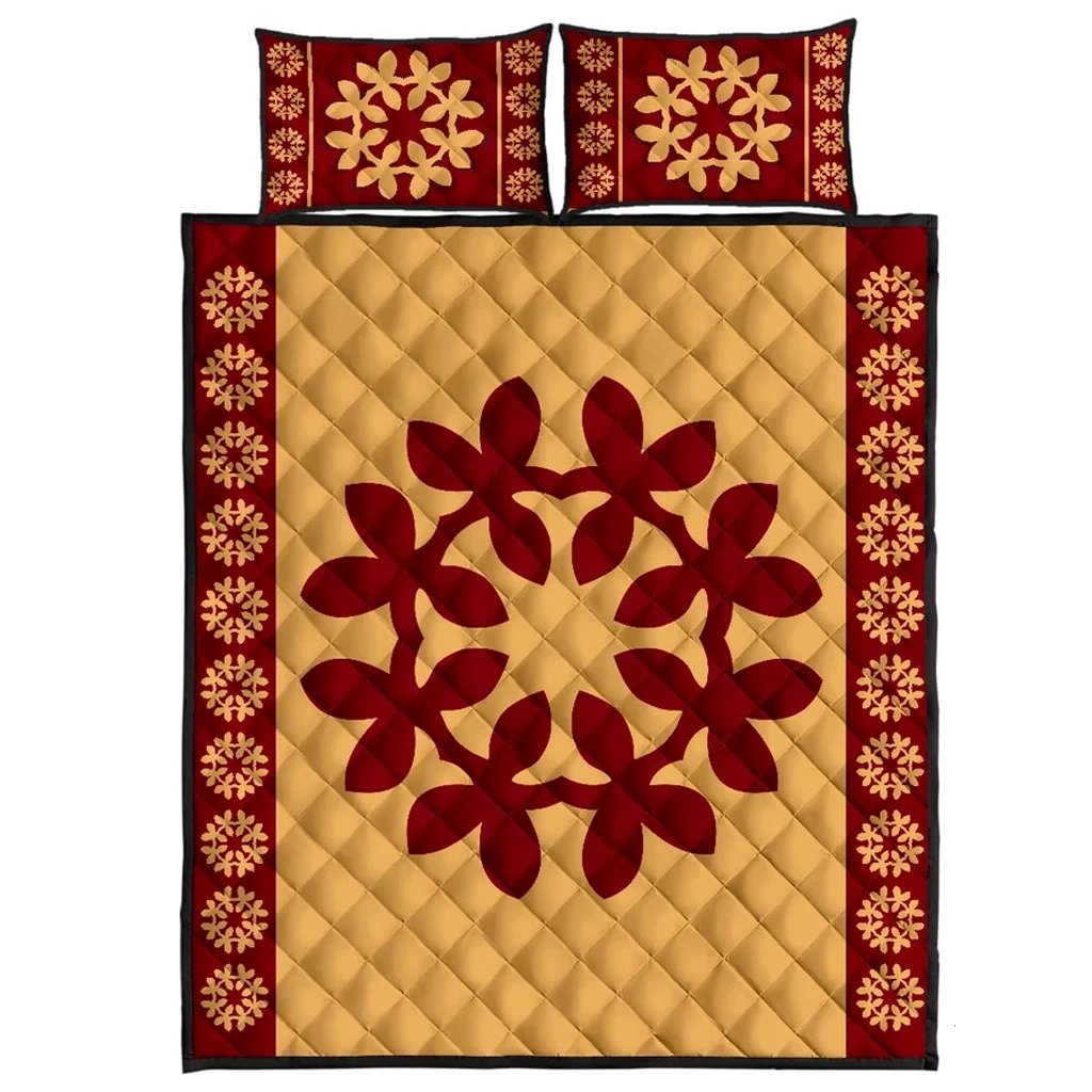 Hawaiian Quilt Pattern Plumeria Dreamcatcher Quilt Bed Set - Polynesian Pride