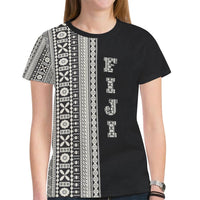Fiji T Shirt Fijian Tapa Half Style (MenS/WomenS) Th1 Unisex Black - Polynesian Pride