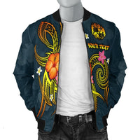 Tonga Polynesian Personalised Men's Bomber Jacket - Legend of Tonga (Blue) - Polynesian Pride