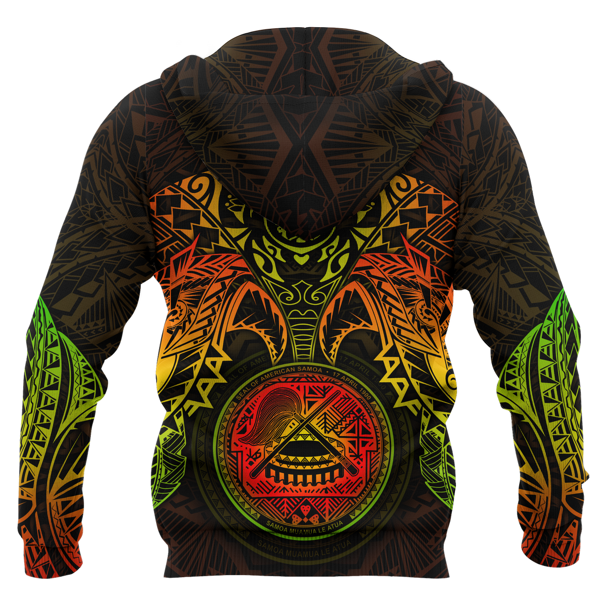 American Samoa Polynesian Zip up Hoodie Reggae Turtle Manta Ray - Polynesian Pride