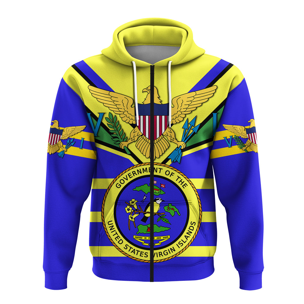 US Virgin Islands Zip Hoodie Egales with Seal LT4 - Polynesian Pride