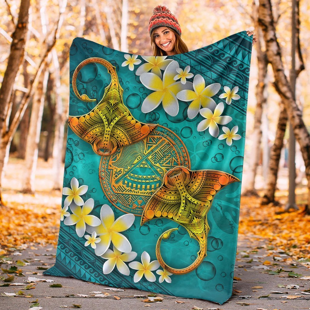 American Samoa Polynesian Blanket - Manta Ray Ocean - Polynesian Pride