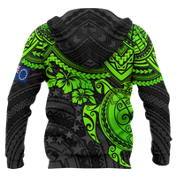 Cook Islands Polynesian Hoodie Green Turtle - Polynesian Pride
