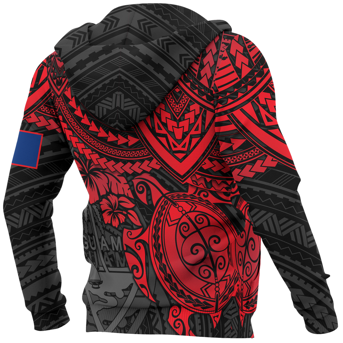 Guam Polynesian Hoodie Red Turtle - Polynesian Pride