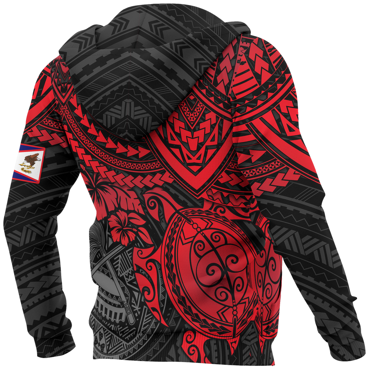 American Samoa Polynesian Hoodie Red Turtle - Polynesian Pride
