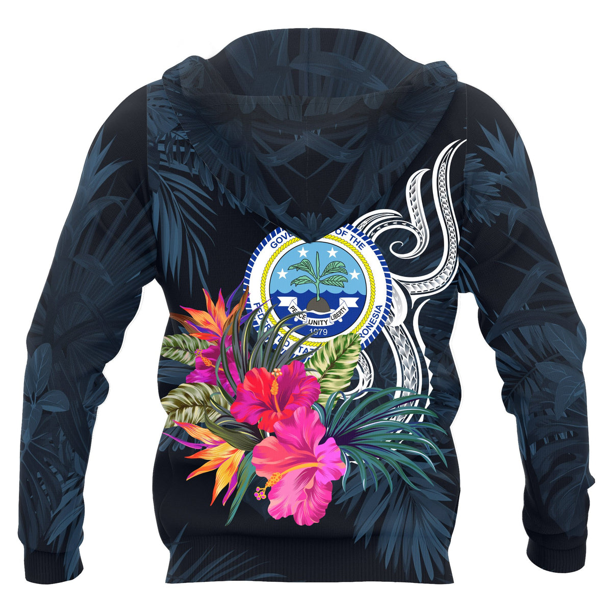 Federated States of Micronesia Zip up Hoodie Tropical Flower - Polynesian Pride