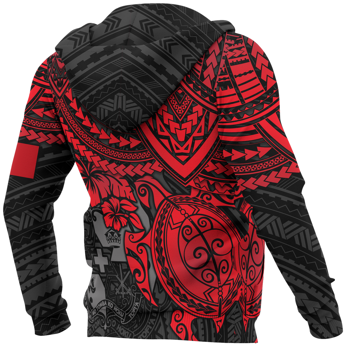 Tonga Polynesian Hoodie Red Turtle - Polynesian Pride