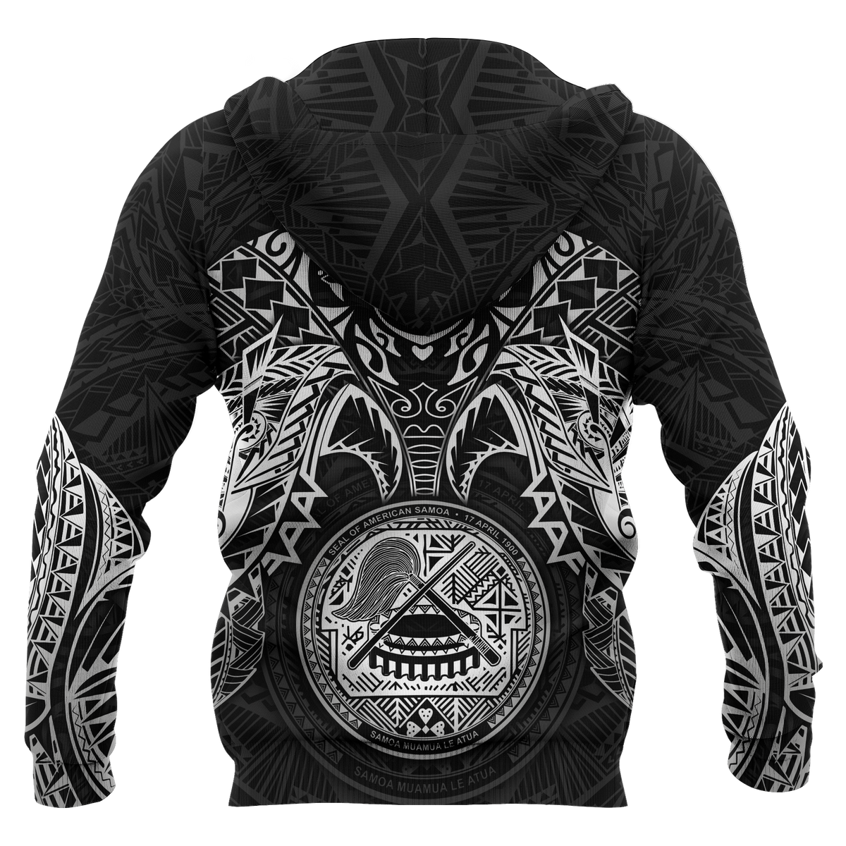 American Samoa Polynesian Hoodie White Turtle Manta Ray - Polynesian Pride