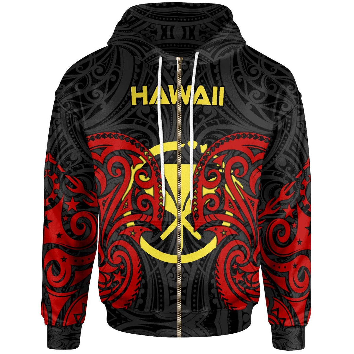 Polynesian Hawaii Zip up Hoodie Hawaiian Spirit Unisex Red - Polynesian Pride