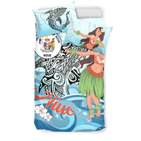 Niue Bedding Set - Polynesian Girls With Shark - Polynesian Pride