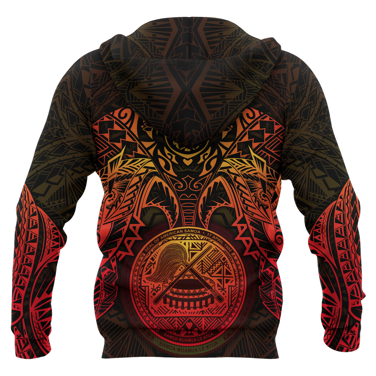 American Samoa Polynesian Hoodie Red Turtle Manta Ray - Polynesian Pride