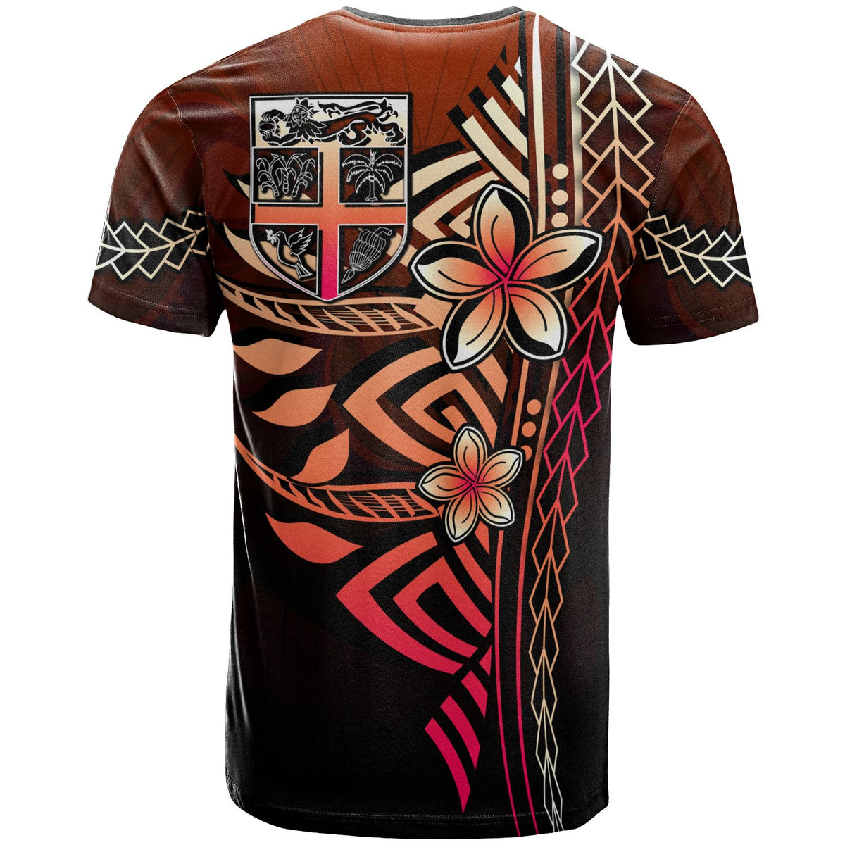 Fiji Polynesian T Shirt Red Vintage Tribal Mountain - Polynesian Pride
