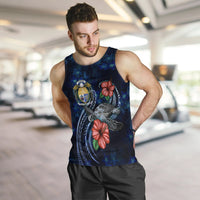 Nauru Polynesian Men Tank Top - Blue Turtle Hibiscus - Polynesian Pride