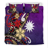 Nauru Bedding Set - Tribal Flower With Special Turtles Purple Color - Polynesian Pride