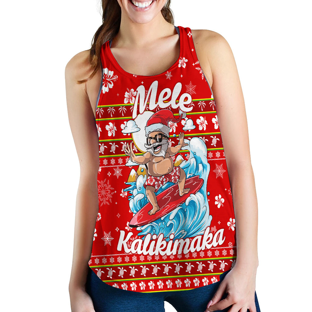 Hawaii Christmas Santas Surf Mele Kalikimaka Women Tank Top - LT2 - Polynesian Pride