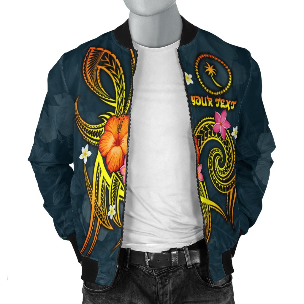 Chuuk Polynesian Personalised Men's Bomber Jacket - Legend of Chuuk (Blue) - Polynesian Pride