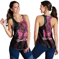 Breast Cancer Pink Ribbon Butterfly Polynesian Black Version Women Tank Top - LT12 - Polynesian Pride