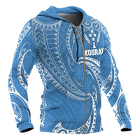 Kosrae Micronesia All Over Zip up Hoodie Blue Tribal Wave - Polynesian Pride