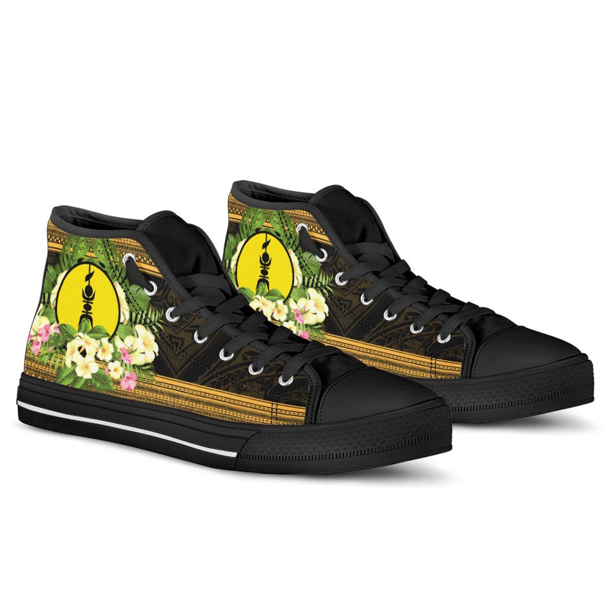 New Caledonia High Top Shoes - Polynesian Gold Patterns Collection - Polynesian Pride