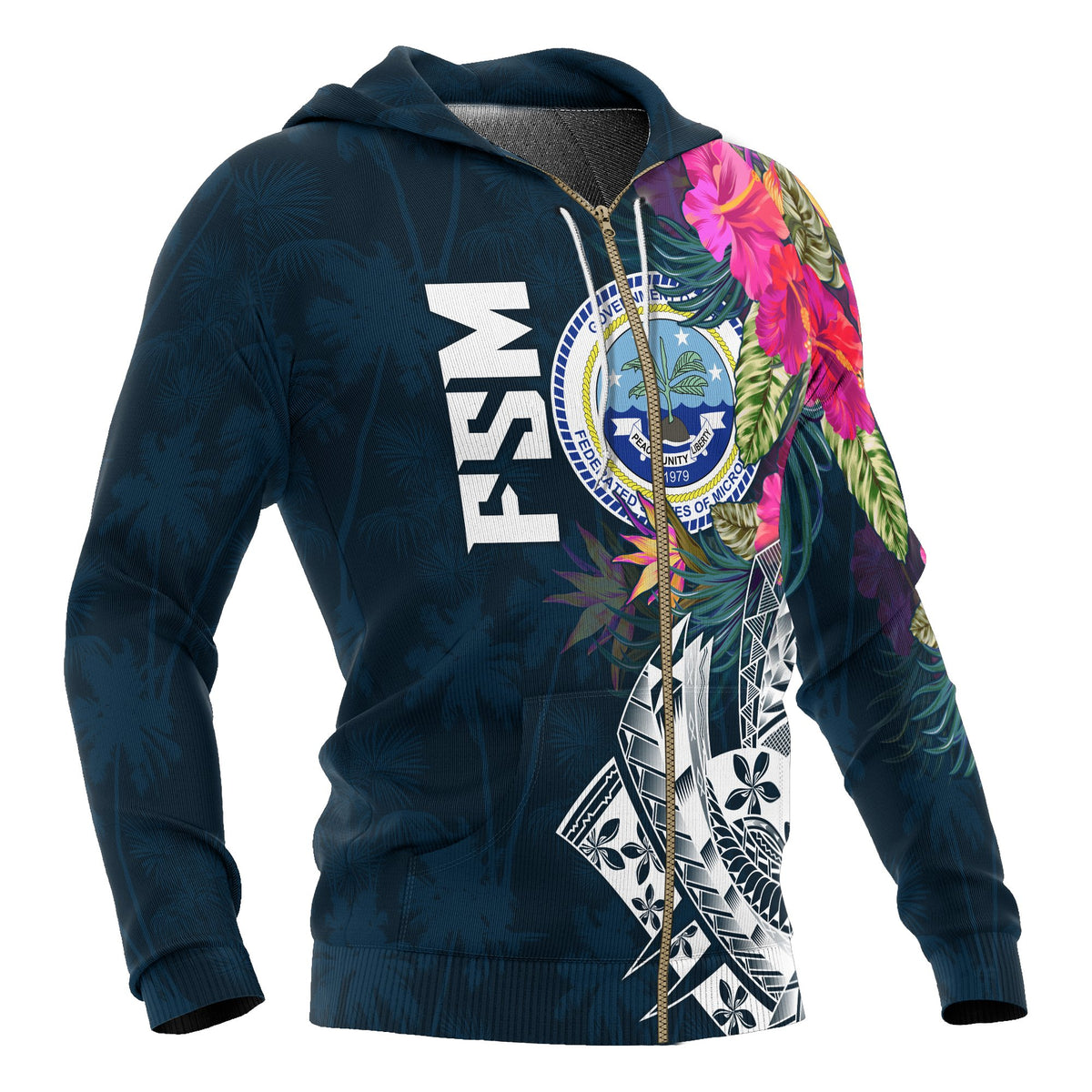 Federated States of Micronesia Zip up Hoodie Summer Vibes - Polynesian Pride