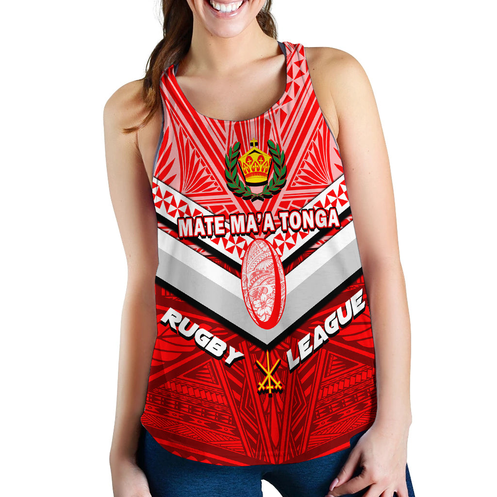 Tonga Rugby Mate Ma'a Tonga Tapa Pattern Women Tank Top - LT2 - Polynesian Pride