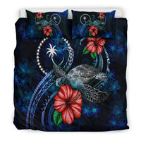 Chuuk Micronesia Bedding Set - Blue Turtle Hibiscus - Polynesian Pride
