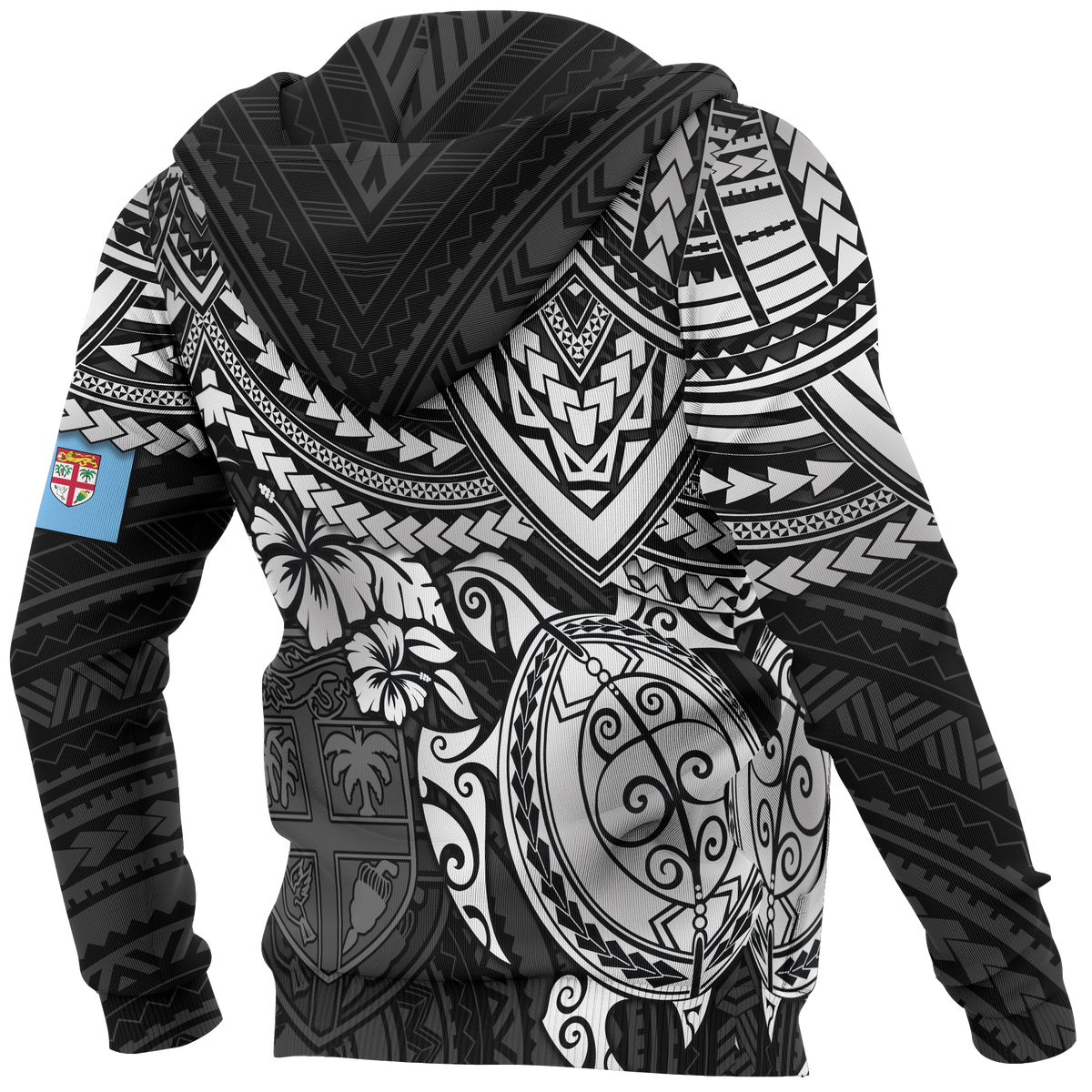 Fiji Polynesian Hoodie (Zip up) White Turtle - Polynesian Pride